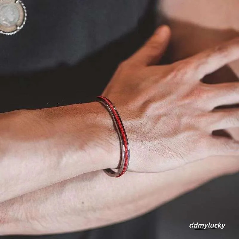 Handwoven Red Rope - Open Design, Creative Couple Bracelet With Black Accents Ddmylucky