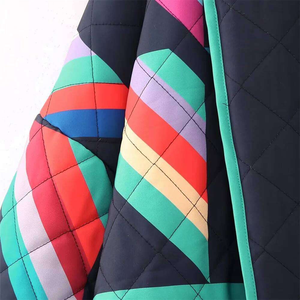 2025 Autumn/Winter Product Women's New Fashion And Casual Versatile Polo Collar Cardigan Spliced Cotton Coat