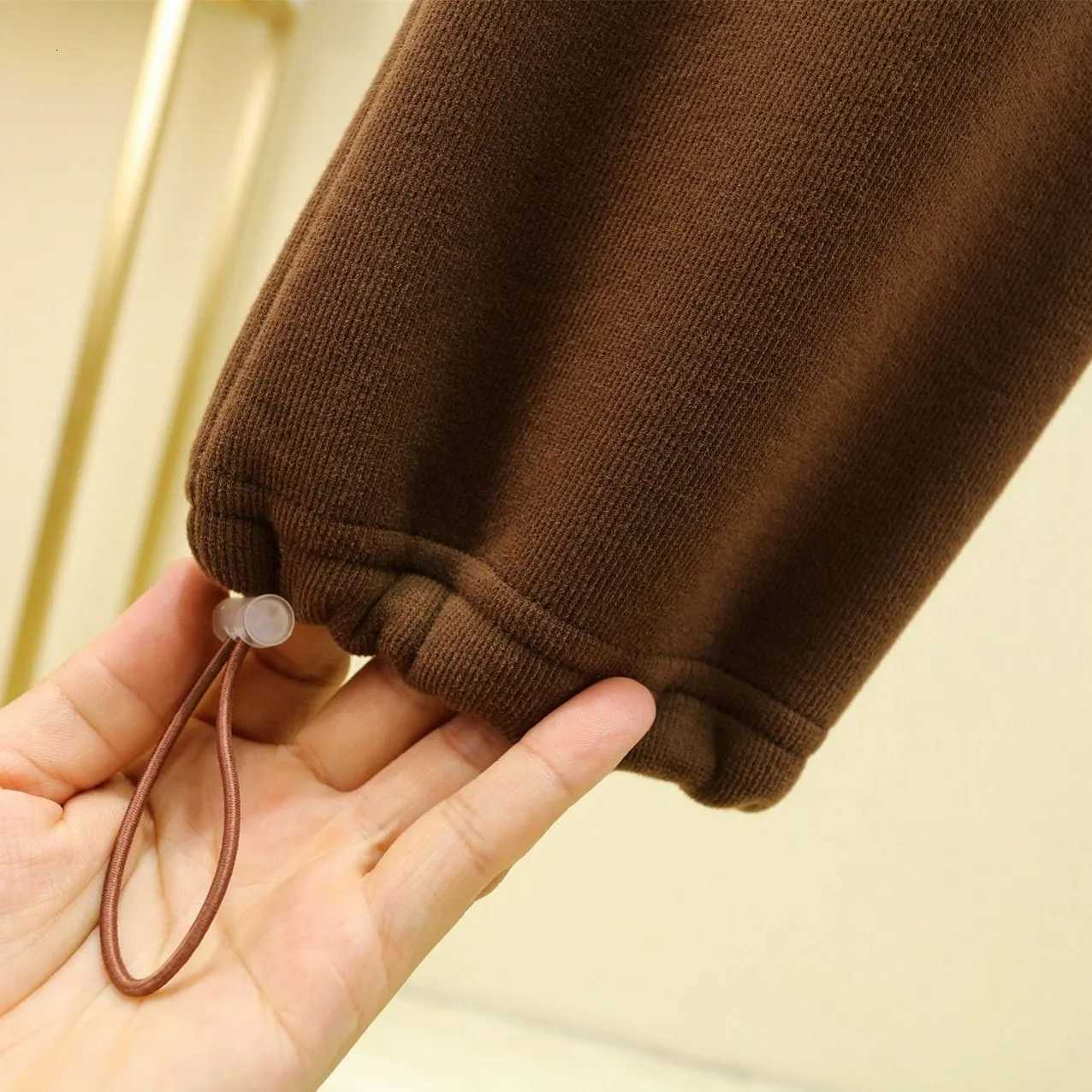 Winter Warm Straightleg Trousers Women Thicken fleece Pants Cotton SweatPants drawstring casual wearT251025