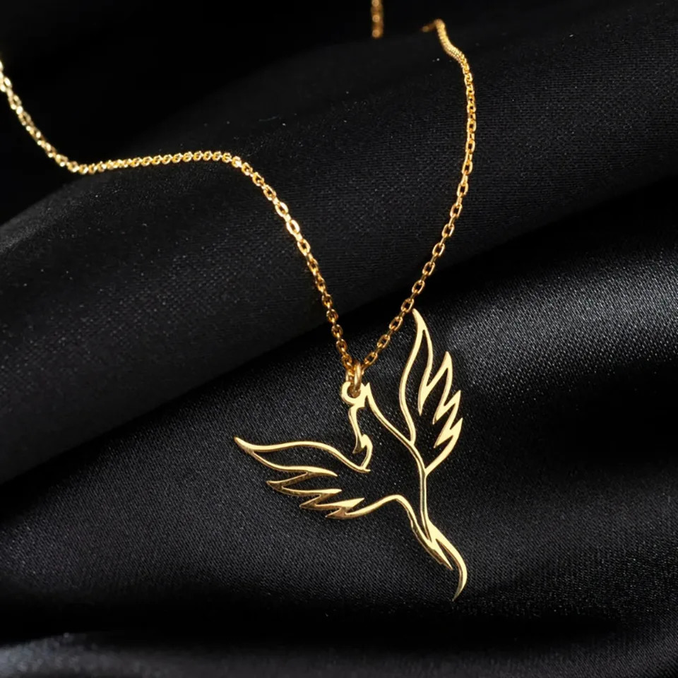 Creative Hollowed out Phoenix Necklace Made of Stainless Steel Fashionable and Personalized Gift for Women 251023