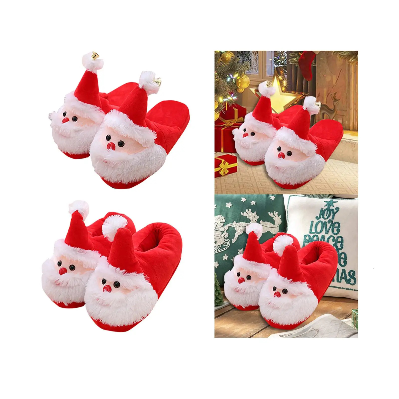 Christmas Slippers Warm Slippers Novelty Warm Xmas Household Slides Shoes Plush Slippers Santa Claus Slippers for Apartment251020