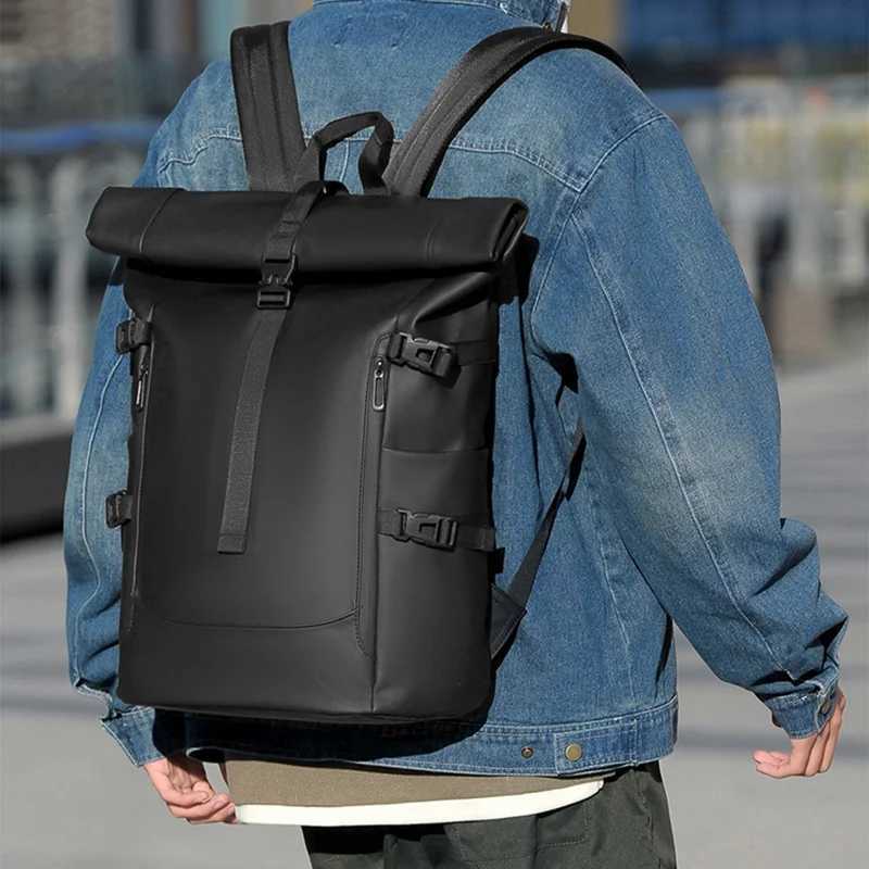 New Shoulder Bag Mens Senior Sense of Business Computer Outdoor Leisure Rolled Edge Travel Backpack Fashion Commuting W251025