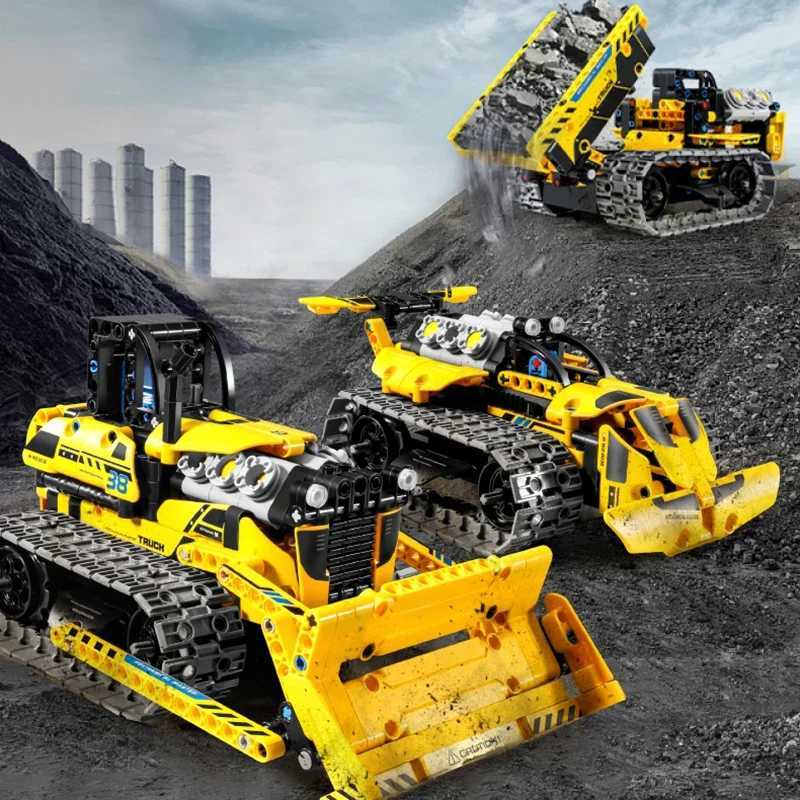 520Pcs 3 in 1 Deformation City RC Robot Excavator Racing Car Building Blocks Remote Control Bulldozer Truck Bricks Toys For Kids C251023