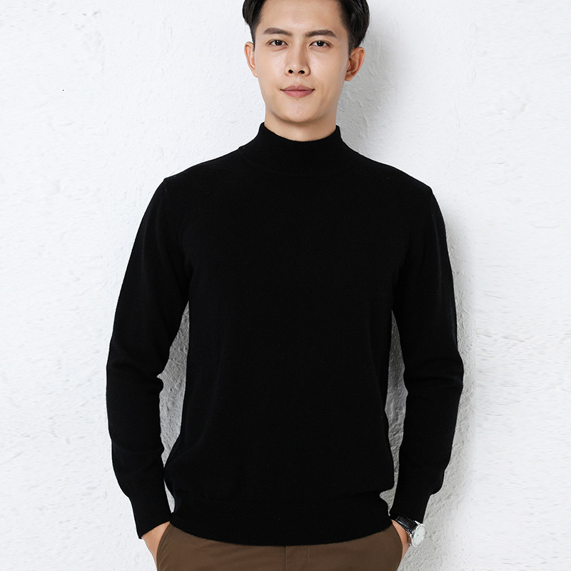 2025 Autumn Winter Designer Sweater New Men's Business Pullover Solid Color Casual Sweater Men's Base Half Turtleneck Knit