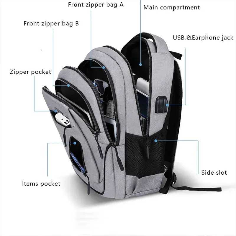 Large Capacity Backpack Men Laptop Backpacks 156 Oxford Black Solid High School Bags Teen College Boy Gril Student Backpack W251025
