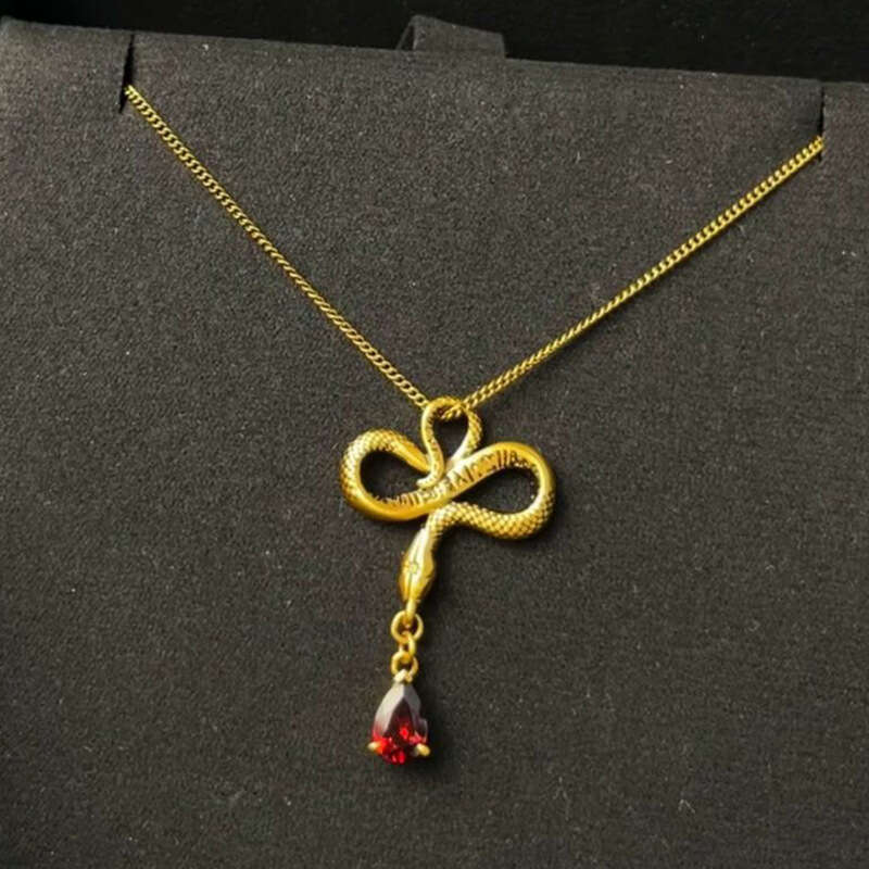 Year of the Snake-shaped Bow Necklace Female Zodiac Snake Red Tassel Collarbone Chain