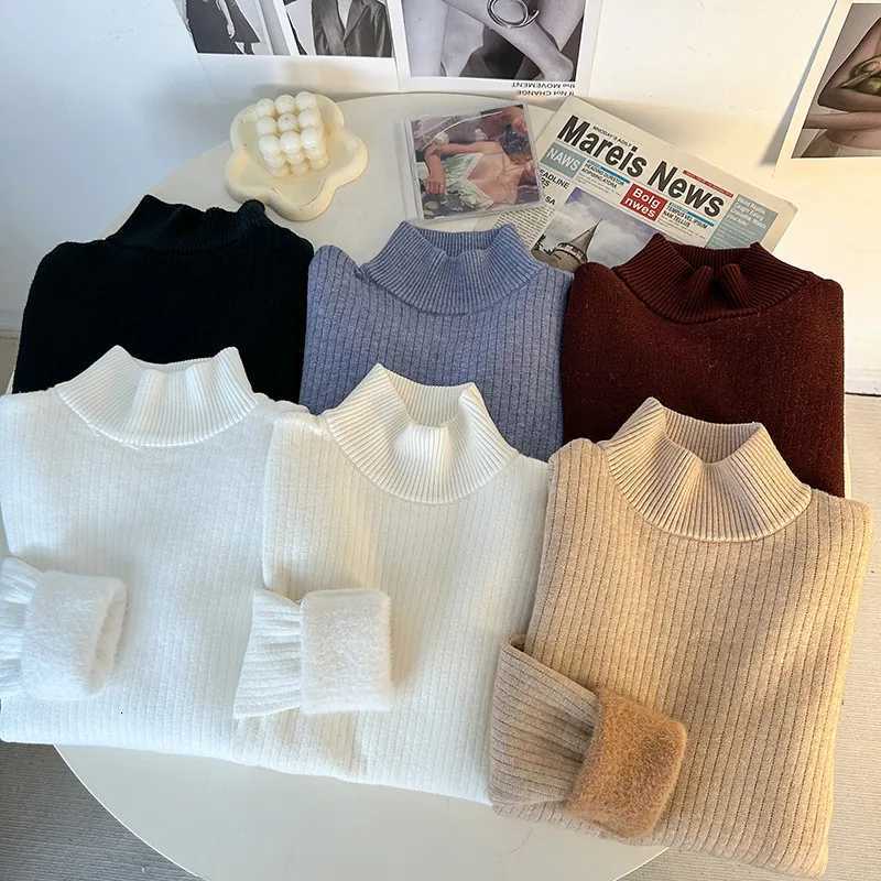 Warm Long Sleeve Turtleneck Casual Pullover 2025 Autumn Winter Women Sweater Elegant Knitted Tops Thickened Solid JumperT251025