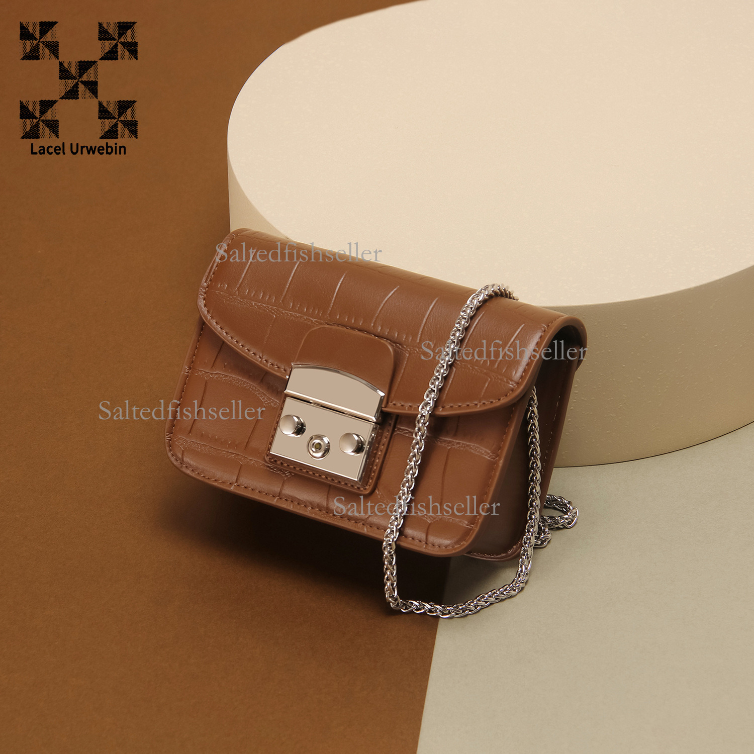 Lacel Urwebin Designer Luxury Crocodile Pattern Handbag Fashion Trend Small Fragrant Style Chain Mini Metal Buckle Single Shoulder Crossbody Bag Small