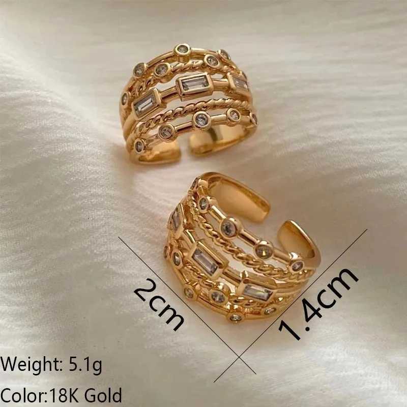 2025 New Stainless Steel 18 K Gold Plated Sun Rings for Women Natural Stone Inlaid in Hollow Metal Texture Ring Trendy JewelryXJ251025