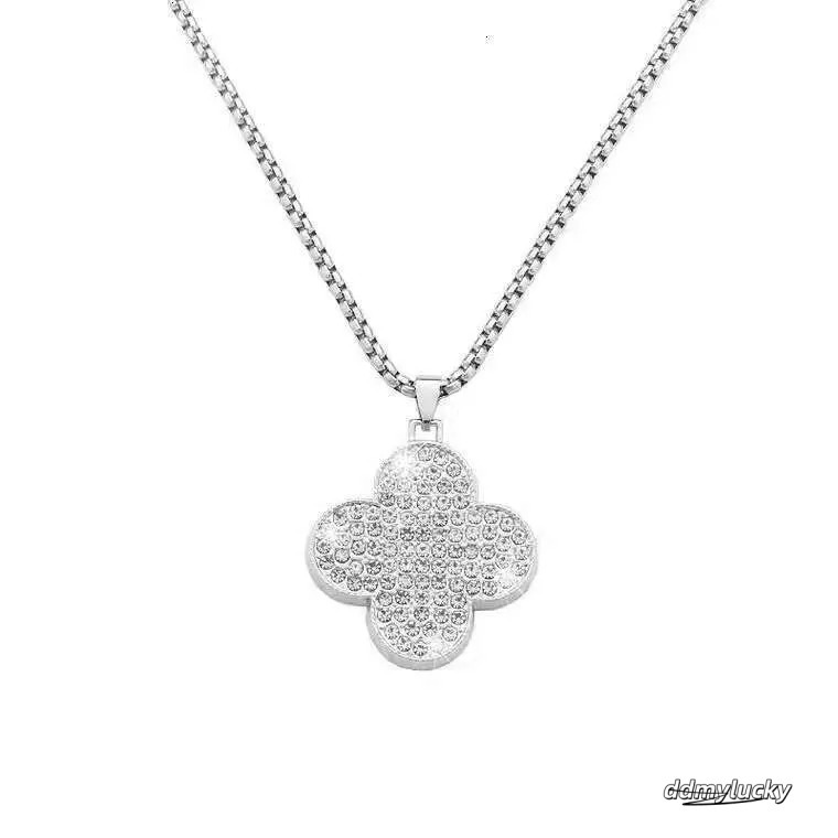 Elegant Four-Leaf Clover Pendant Necklace: Long Titanium Steel Sweater Chain For Women, Autumn & Winter Fashion Ddmylucky