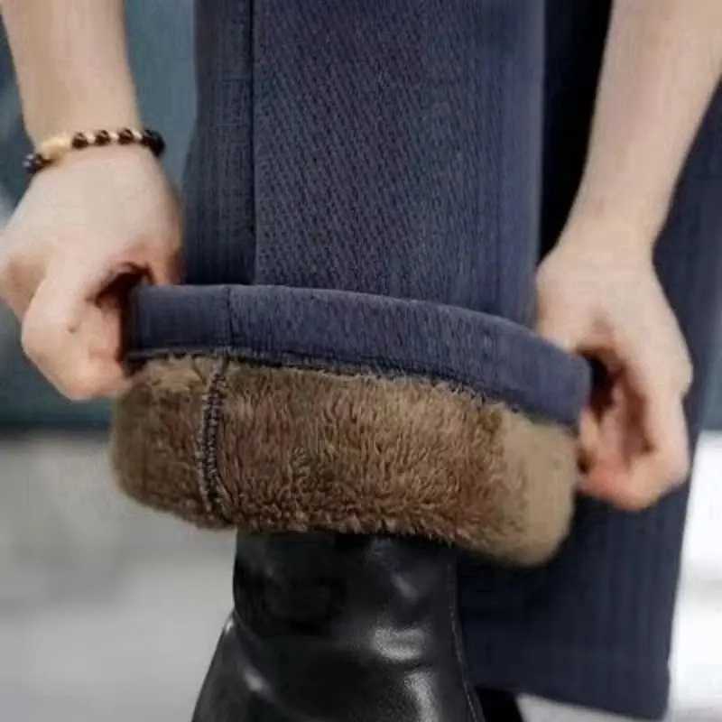 Lady Thickened Warm Trousers Fleece Lining Lambswool Chenille Wideleg Trousers Woman Straightleg PantT251025