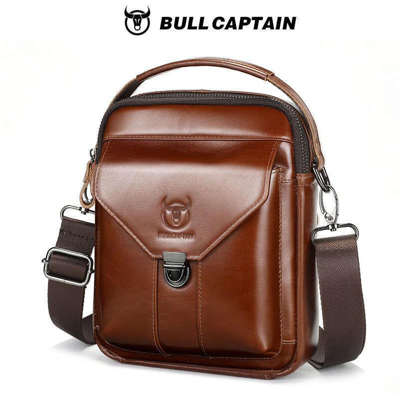 Captain Cow Goods Top Layer Cowhide Single Shoulder Crossbody Bag Genuine Leather Men Inch Ipad High End Multifunctional