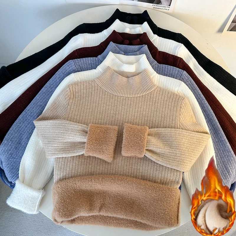 Warm Long Sleeve Turtleneck Casual Pullover 2025 Autumn Winter Women Sweater Elegant Knitted Tops Thickened Solid JumperT251025
