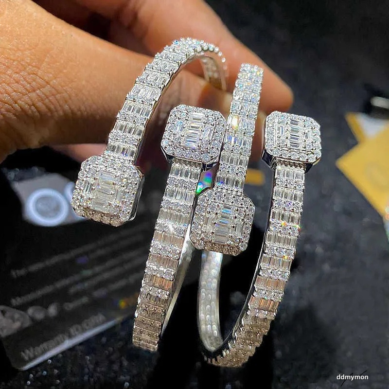 Fashion Bangle Bracelet Sterling Sier, Baguette Cut Style - Statement Jewelry For Couples Ddmymon