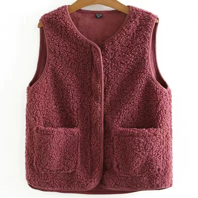 Lamb Fleece Men Solid Coat Vest Autumn Winter Warm VNeck Fashion Casual Slim Zipper Basic Male Clothes Sleeveless Jackets 251020