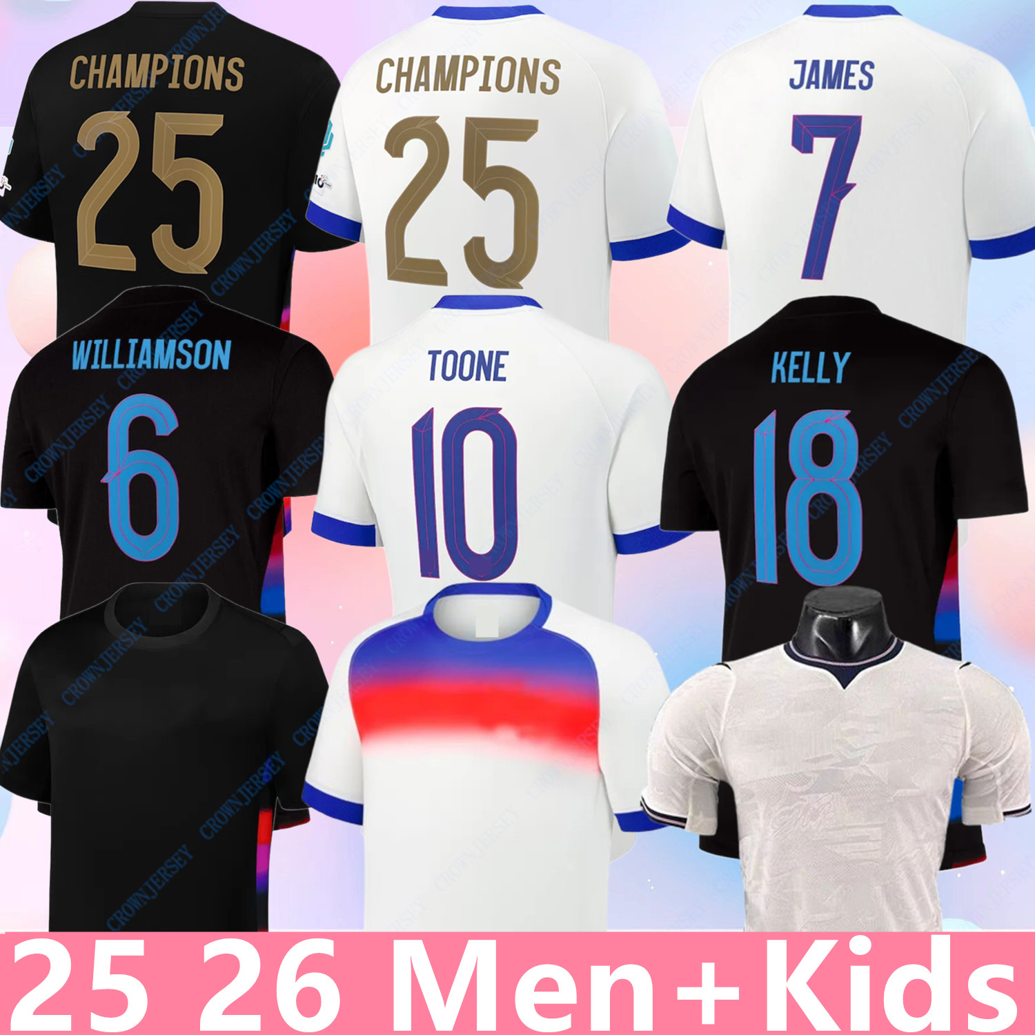 2025 2026 jersey BELLINGHAM KANE home away Football Shirt SAKA FODEN RICE Soccer Jerseys Kane Gordon Rashford Watkins Gibbs white PALMER Rogers Walker Men Kids kit