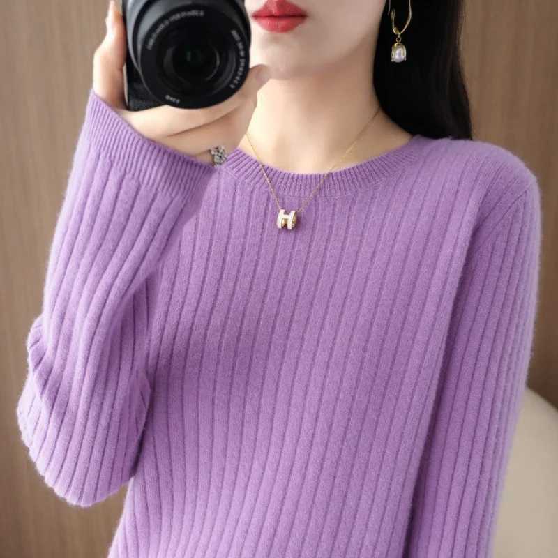 2025 Women Sweaters Autumn Winter Long Sleeve Pullovers Oneck Stripe Warm Pullover Korean Fashion Bottoming Shirts Loose JumperT251025