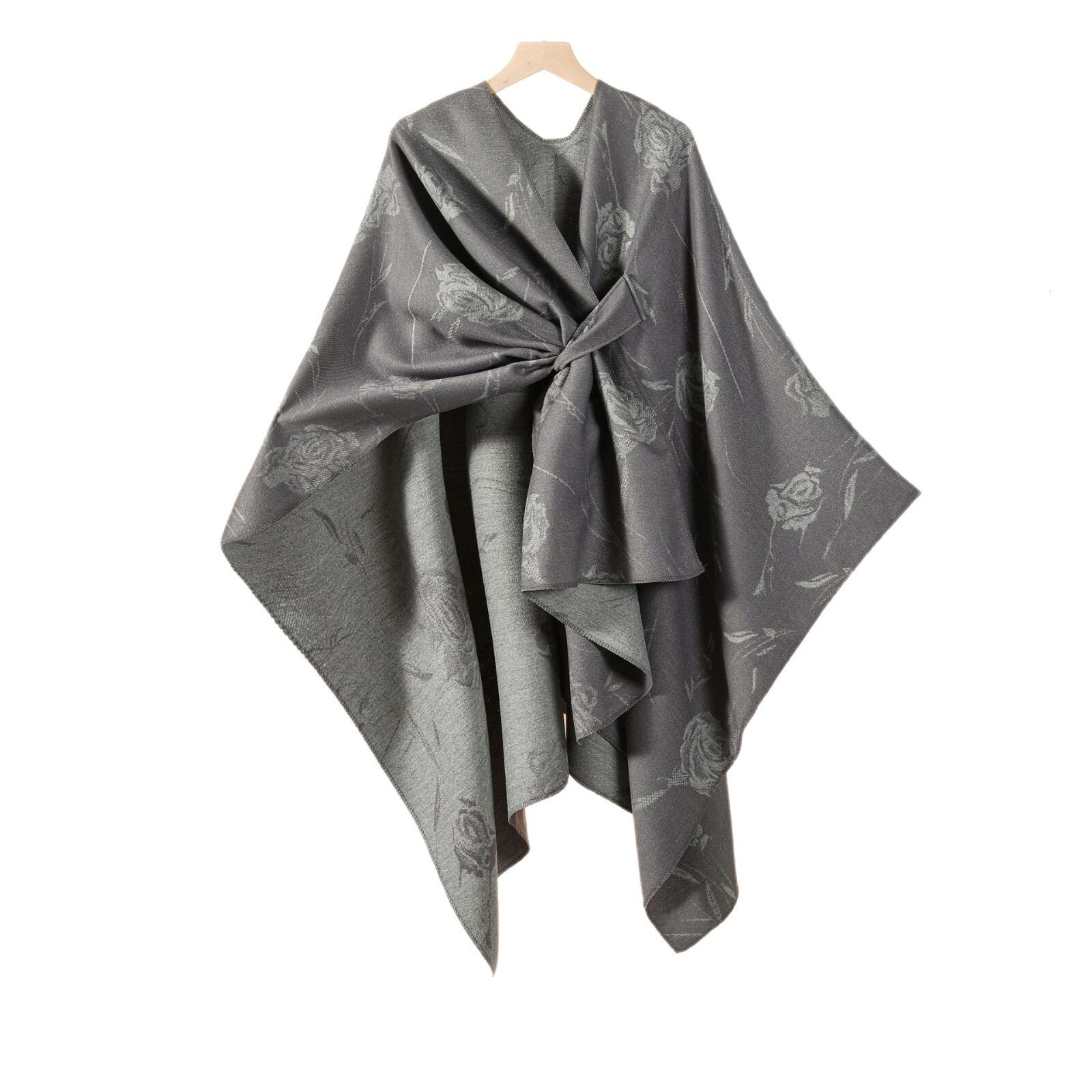 Womens French Romantic Rose Split Cape Multifunctional Side Tie Outerwear Warm Cardigan New