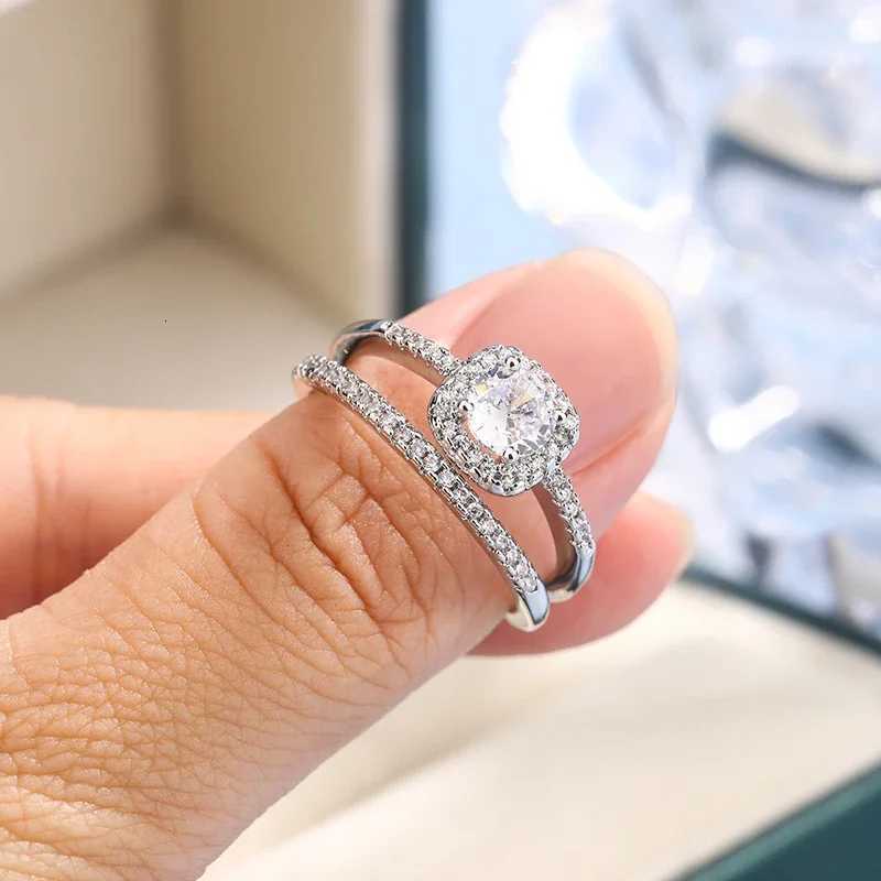 2pcs 925 Silver Plated Wedding Ring Set Oval AAAA Zircon Jewelry Engagement Ring Wedding Set Ring Jewelry for WomenXJ251025