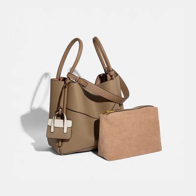 2025 Luxury Highend Geometry Splicing Design Composite Handbags Women Trendy Bucket Bag Underarm Bag New Brand Shoulder Bag Z251024