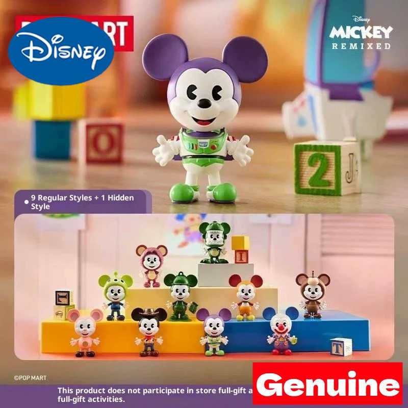 Disney POPMART New Genuine Spot Bubble Mart Mickey REMIXED Mickey Meets Pixar Series Figure Blind Box Birthday Gift H251025