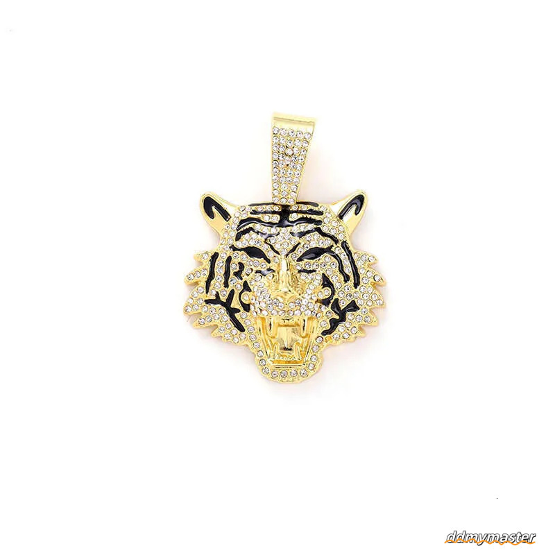 Men's Hip-Hop Tiger Pendant Necklace: Alloy Cuban Chain With 3D Full Dia Style Ddmymaster