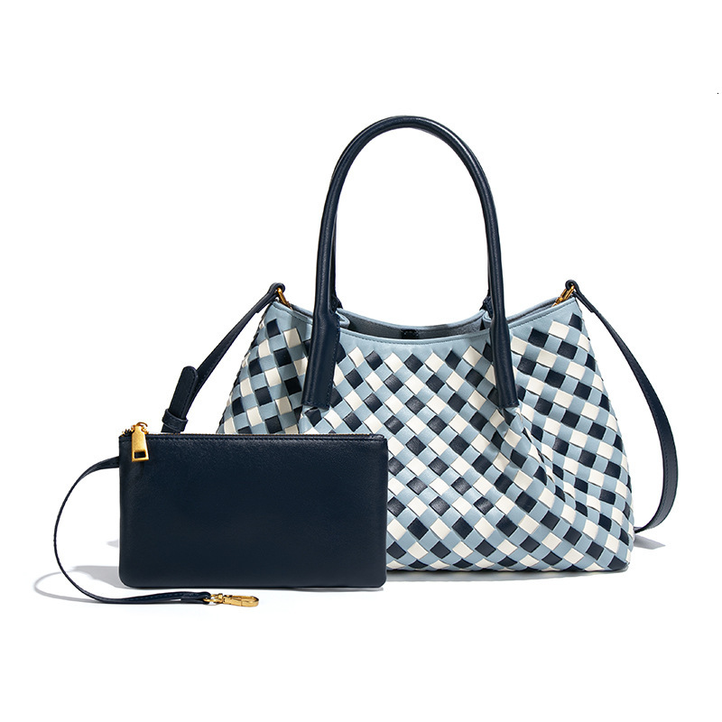 Luxury Brand Designer Bag New High-End Woven Bag Casual Plaid Handbag Niche Design Color-Block Commuter Tote Bag