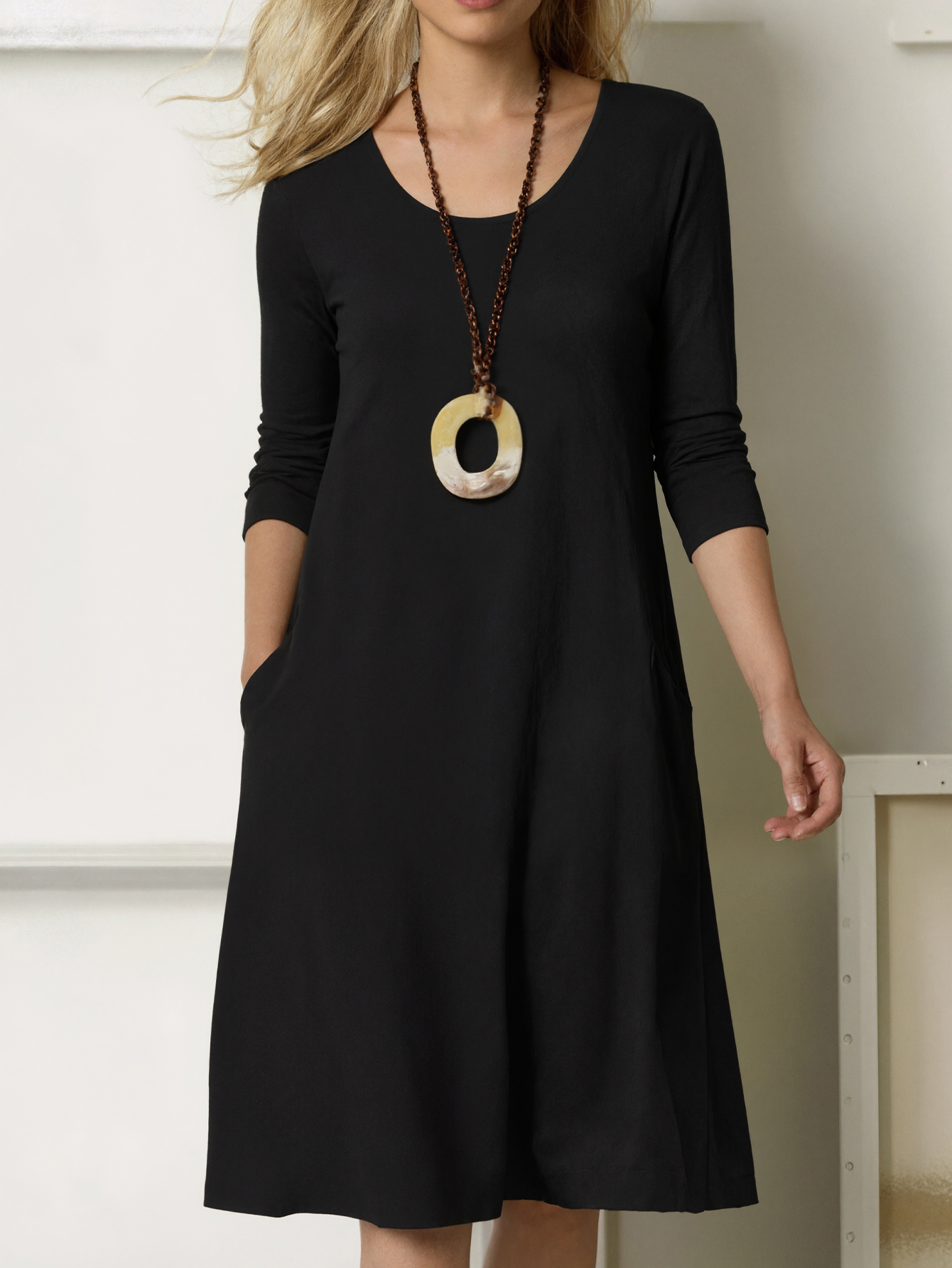 Autumn Winter Women's Fashion Solid Color Long Sleeve Dress, Milk Silk Commute & Daily Home Wear Mom Dress, S-XXL Army Green/Black--CF51145