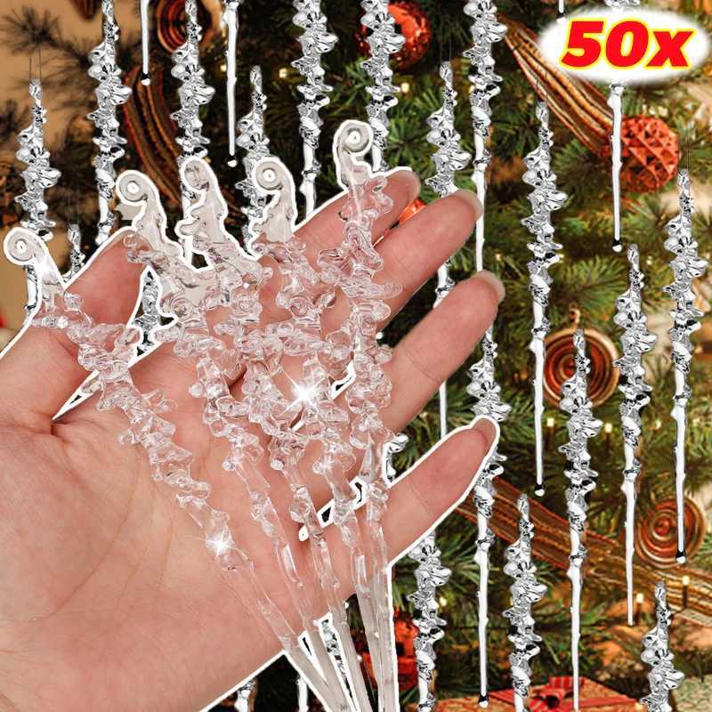 Christmas Acrylic Icicle Transparent Simulated Icicles Decoration Christmas Tree Hanging Ornament Xmas Wedding Party Decoration C251024