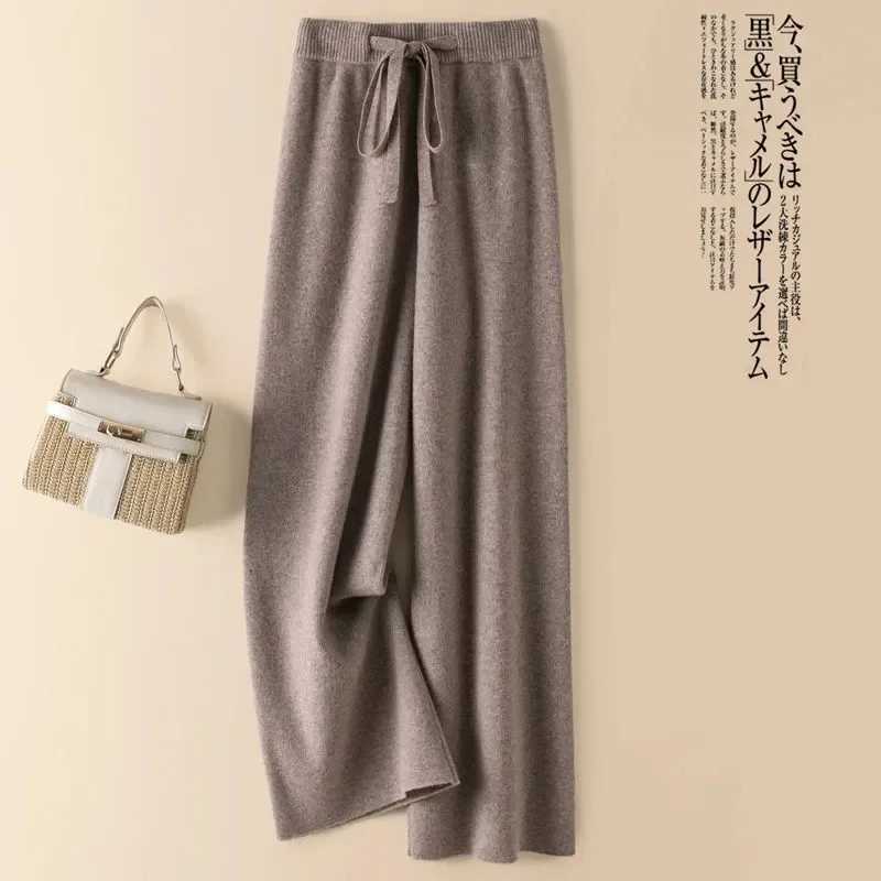 Thick Warm Knitted Casual Chic Basic Soft Elastic High Waist Womens Pants Korean Fashion Straight AnkleLength Pants For WomenT251025