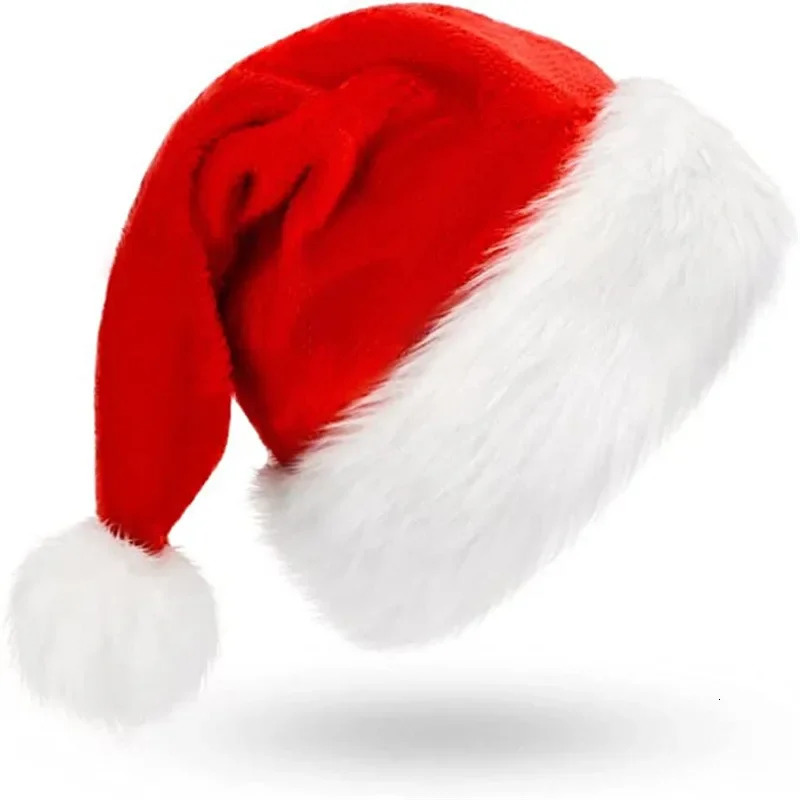 High Quality Christmas Xmas Soft Hat Santa Claus Red Short Plush Noel Hat Merry Christma Decor Gift Happy Year 2026 251023