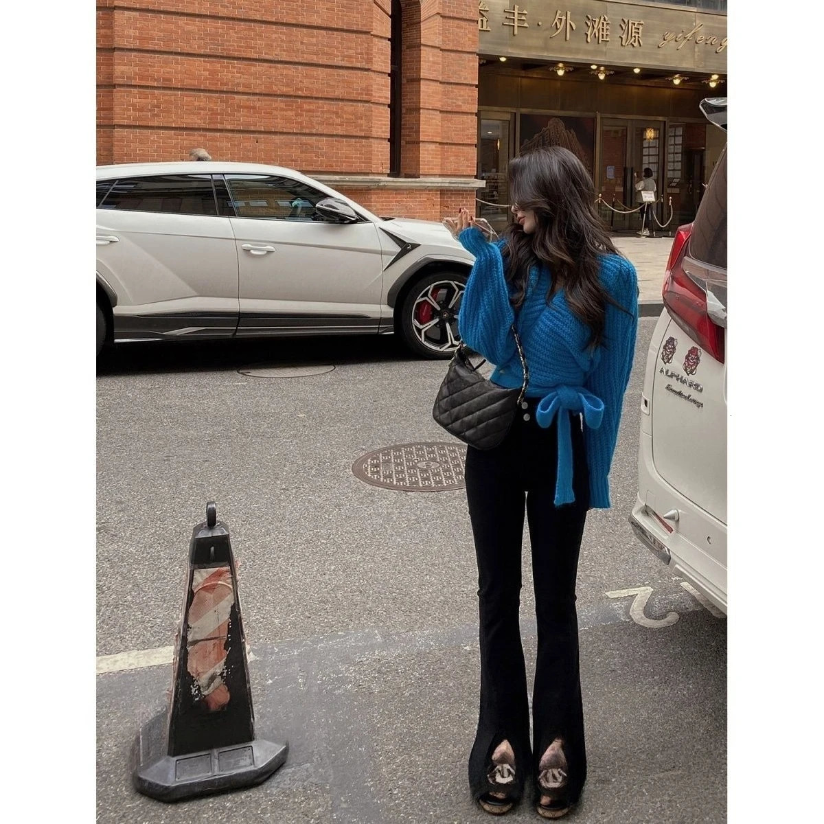 2025 Hollow Out Spring Womens Clothing Retro Trend Blue Zipper Striped Knitted Cardigan Top Jacket Female Clothing Men 251013