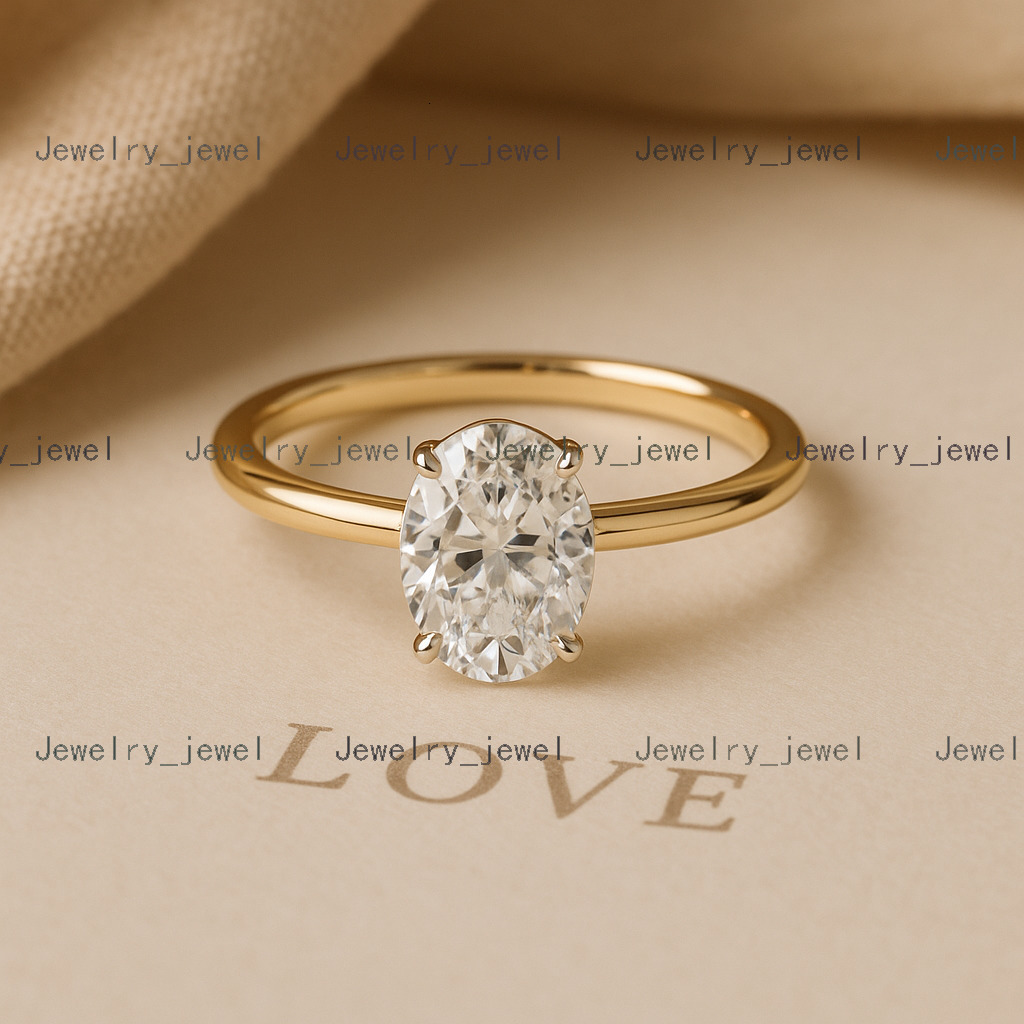 Oval Unique Stunning 14K Gold Oval Cut Moissanite Diamond Solitaire Ring with Pave Setting Enhanced VVS Clarity Fine Jewelry