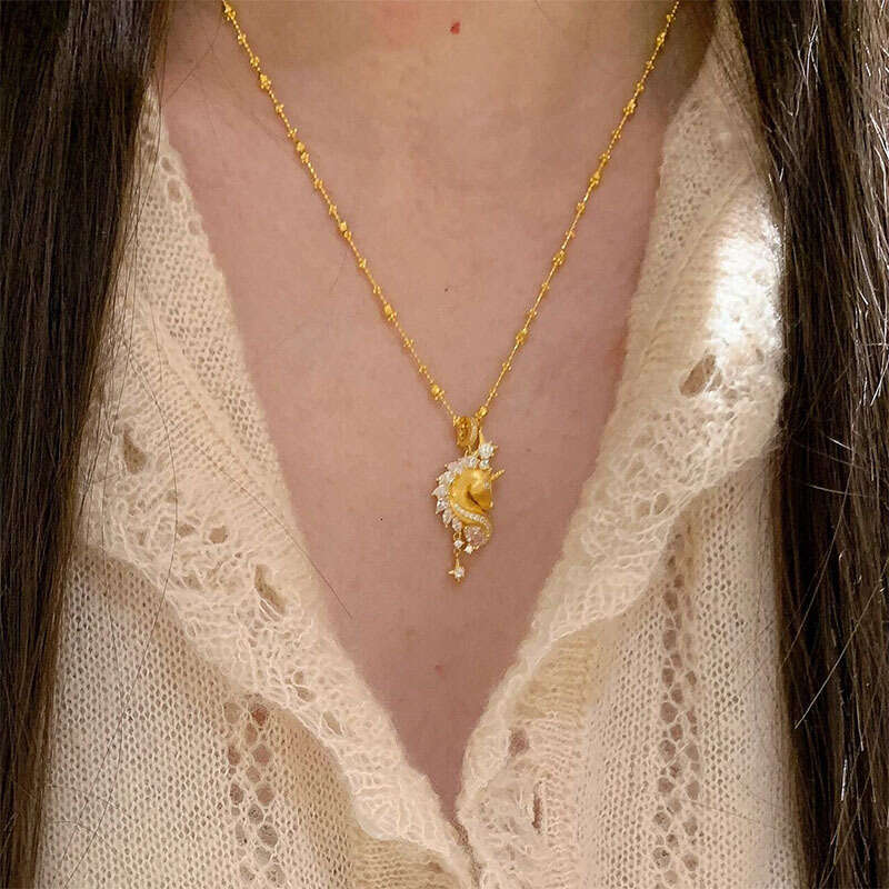 Unicorn Brushed Sparkling Dia Star Pendant Collarbone Chain Niche Design Women's Necklace