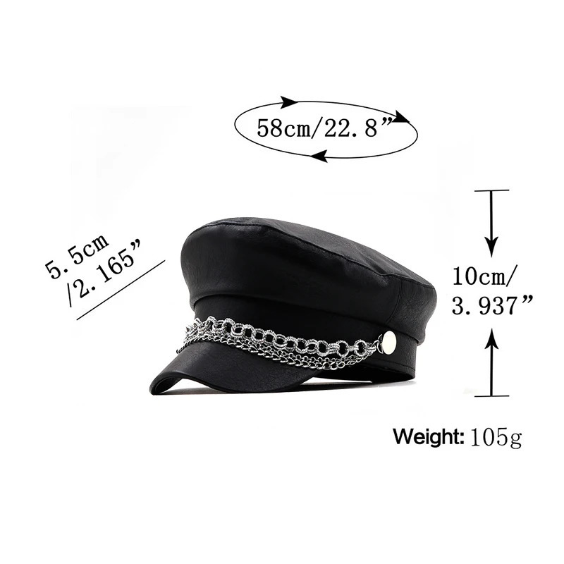 Women Ladies Autumn Winter Beret Hat PU Leather British Style Flat Top Octagonal Cap Adjustable Female Hat 251023