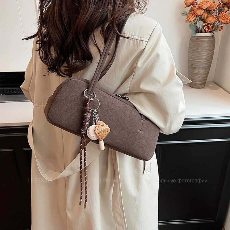 LEFTSIDE Womens Small Faux Suede Armpit Bag 2025 Winter New Retro Underarm Shoulder Bag Luxury Designer Handbags and Purses Z251024
