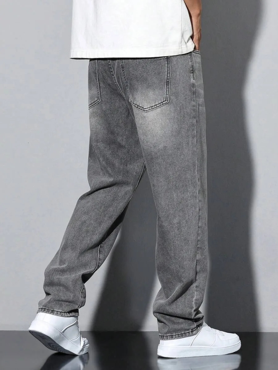 Mens straight skinny grey jeans straight and simple suitable for daily wear in all seasons 251023