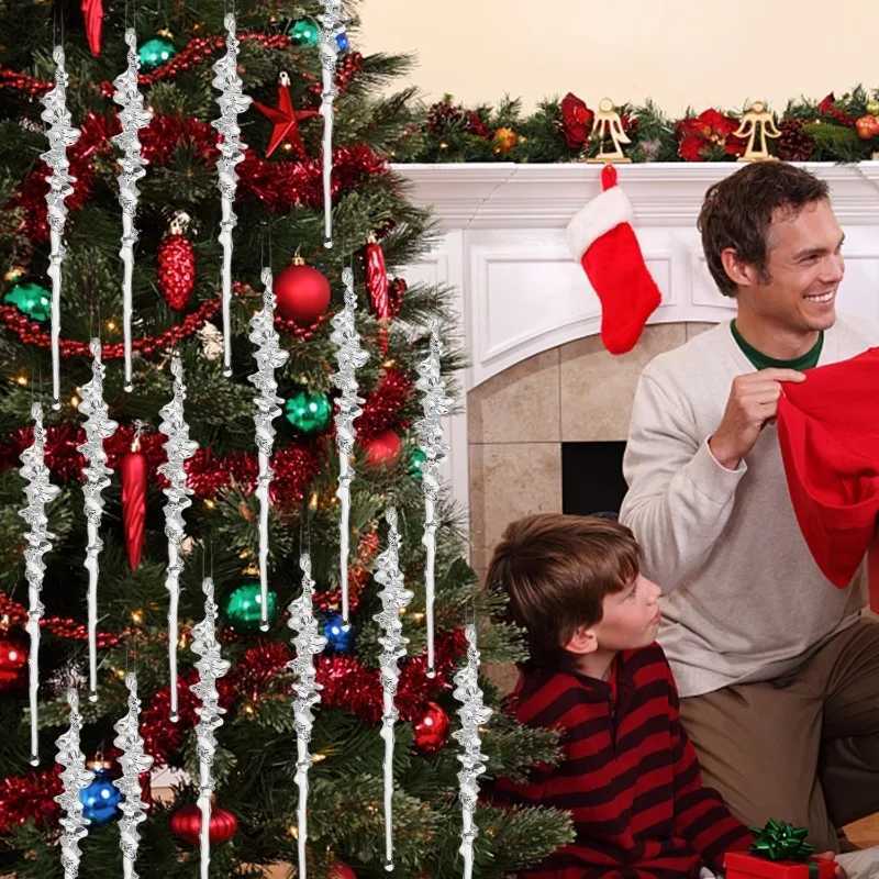 Christmas Acrylic Icicle Transparent Simulated Icicles Decoration Christmas Tree Hanging Ornament Xmas Wedding Party Decoration C251024