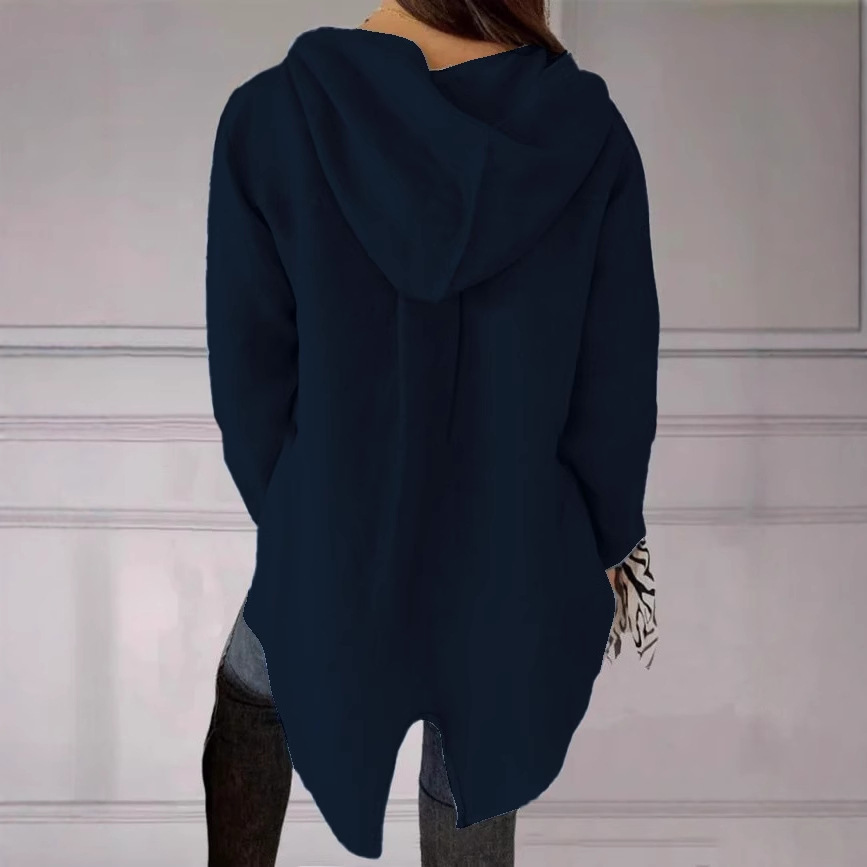 2025 New Womens Hooded VNeck TShirt Loose Slimming Long Sleeve Top