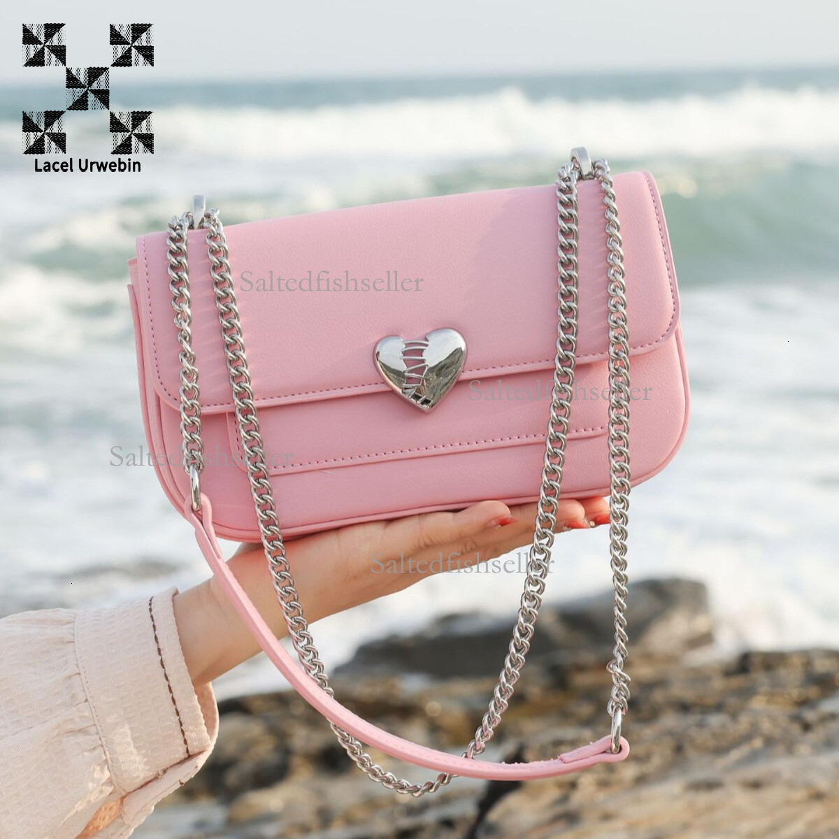 Lacel Urwebin Designer New Luxury Handbag High-end Heart-shaped Ins Style Versatile Chain Small Square Bag Korean Version Flip Shoulder Crossbody Bag
