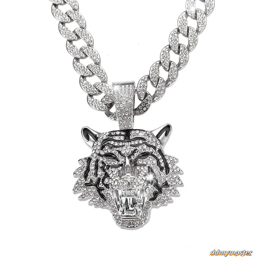 Men's Alloy Cuban Chain Necklace With 3D Tiger Pendant - Hip Hop Style Statement Jewelry Ddmymaster