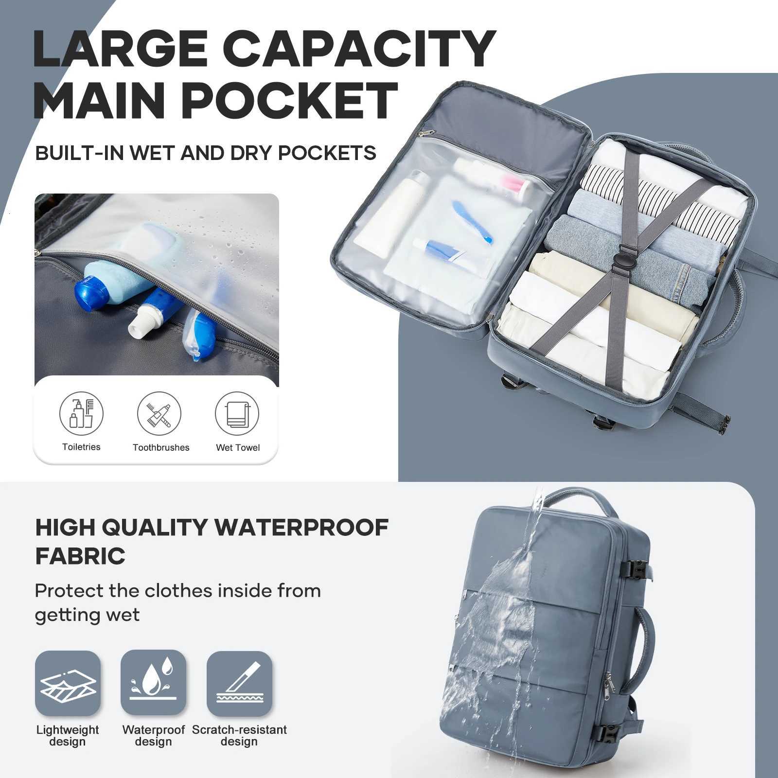Ryanair 40x30x20 Travel Backpack Cabin Airplane Easyjet 45x36x20 Suitcases Waterproof Backpack Laptop Packbag Cabin Luggage Bag W251025