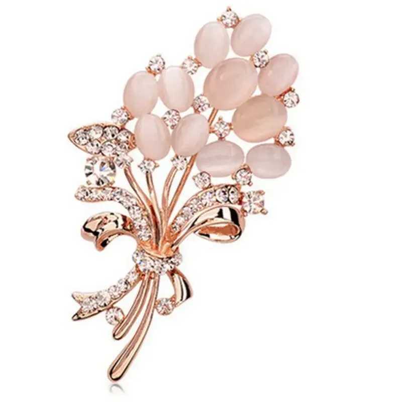 Fashionable Opal Stone Flower Brooch Pin Garment Accessories Birthday Gift Brooches for Women Rhinestone Brooch Pin Brooches J251115