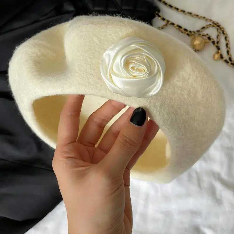 Vintage Wool Beret For Wen Big ral Design Winter Hats For Wen Fashionable Casual Black White Y251025