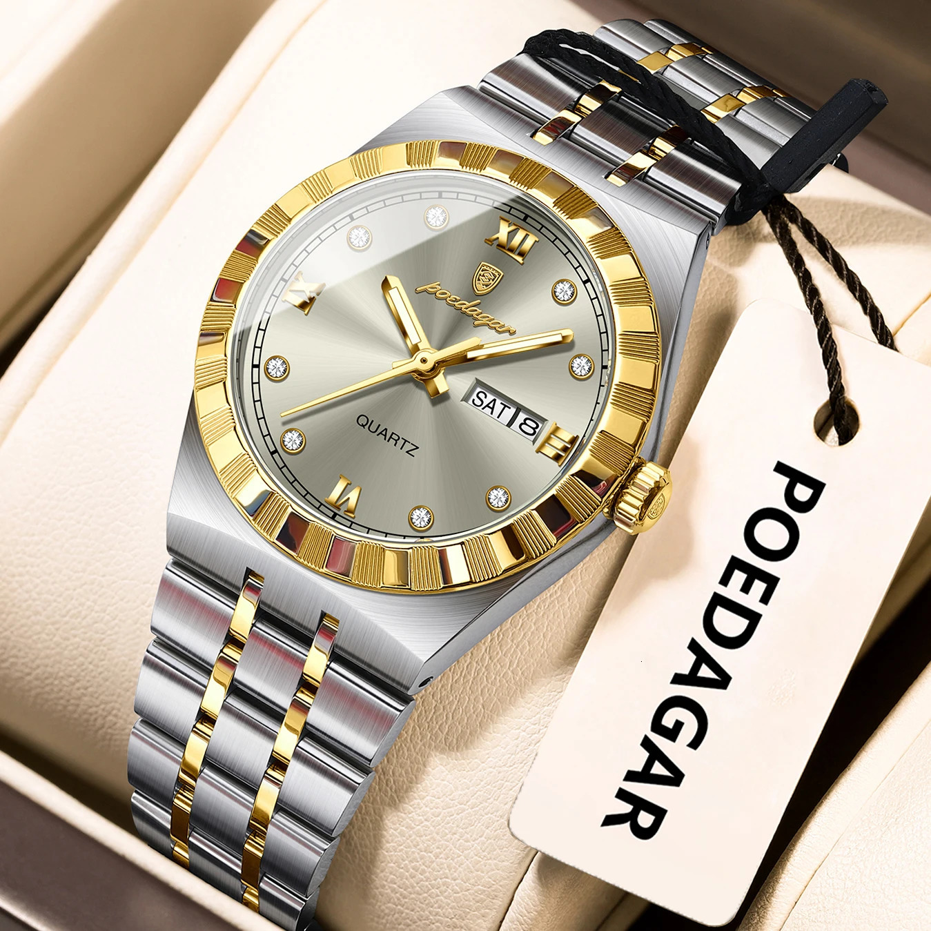 POEDAGAR Original Ladies Watch Luminous Waterproof Week Date Woman Wristwatch Stainless Steel Women Quartz Watches Female 251021