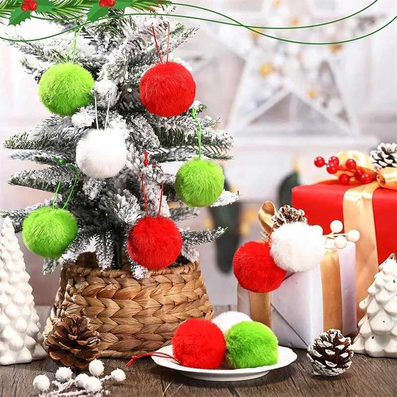 6Pcs 6cm Christmas Decoration Fluffy Ball Hanging Ornaments for Halloween Party Xmas Home New Year Gifts Navidad Decor Craft C251024