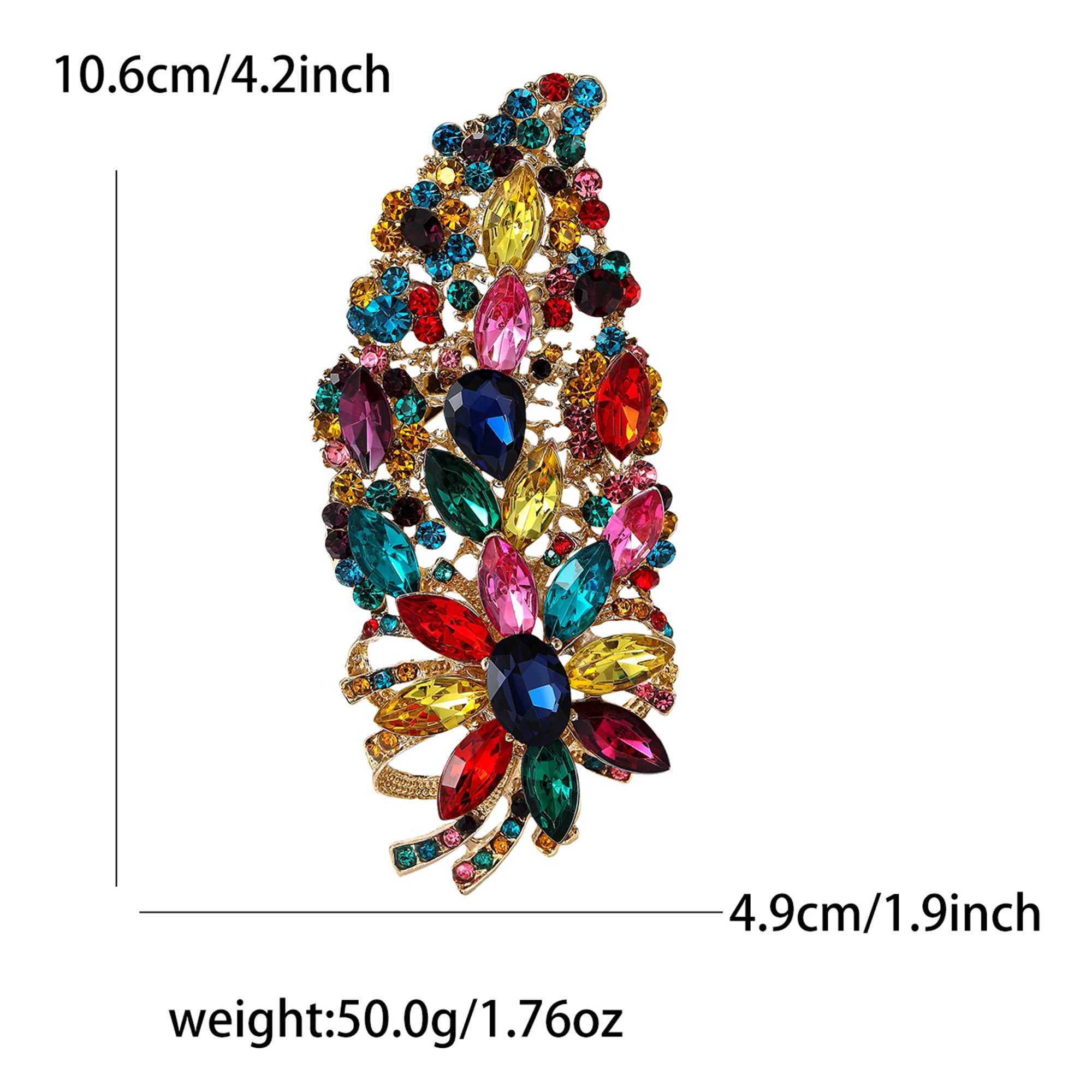 BeautBerry Shiny Large Glass Flower Brooches for Women Unisex Rhinestone Pins 6color Available Casual Party Accessories Gifts J251115