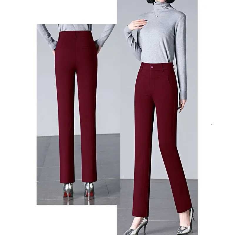 2025 New Womens Slim Fit Pants Fashion Stretch Trousers Red Dark Blue Khaki Red Pant Asian Size 2732T251025