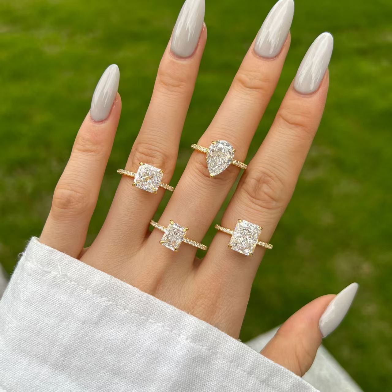 Oval Unique Stunning 14K Gold Oval Cut Moissanite Diamond Solitaire Ring with Pave Setting Enhanced VVS Clarity Fine Jewelry