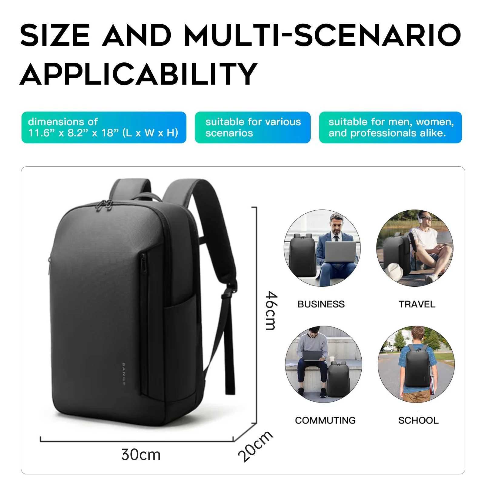 BANGE New Casual MultiPockets Big Capacity Daily 156inch Laptop Light Waterproof For Business Trip Roomy Men Backpack with YKK W251025
